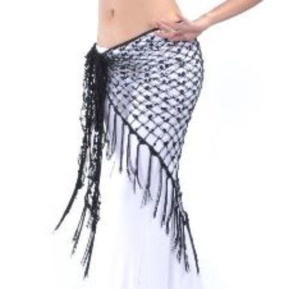 Accessories - Gold Classy Beaded Shawl/Scarf/Wrap Fringe Long